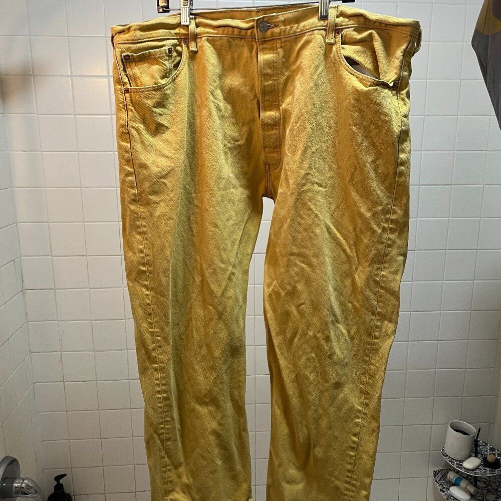 Levi’s 501 CT Men's Jeans Size 46X30 Mustard‎ Yellow Button- Fly Denim RARE B&T